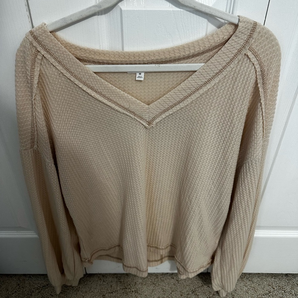 V-Neck Pink/Cream Sweater